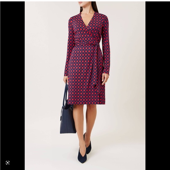 Hobbs Dresses & Skirts - Hobbs Deliah Geo Print Wrap Dress Size 6 Women Long Sleeve Viscose Blend